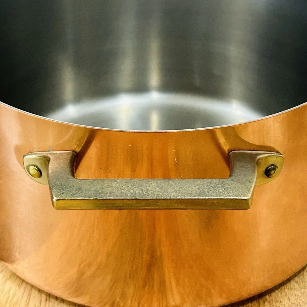 Paul Revere Limited 1801 3Qt Copper Stainless Brass Stock Pot Dutch Oven NOS